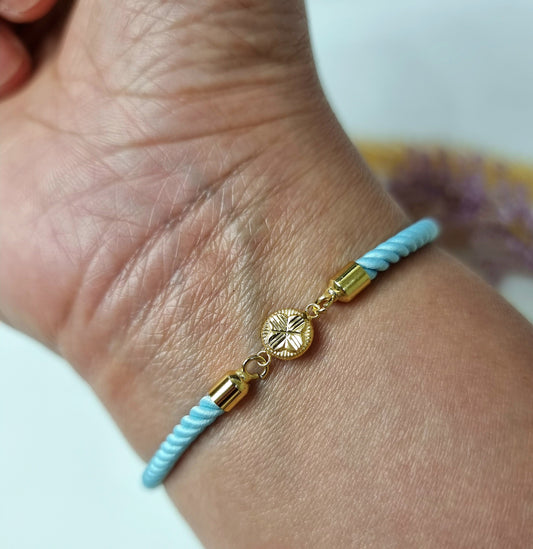 18K Pure Gold Round Thread Bracelet