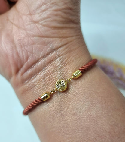 18K Pure Gold Round Thread Bracelet