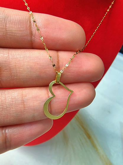 18K Pure Gold Heart Design Necklace