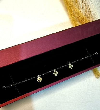 18K Pure Gold Fine Leaf Bracelet