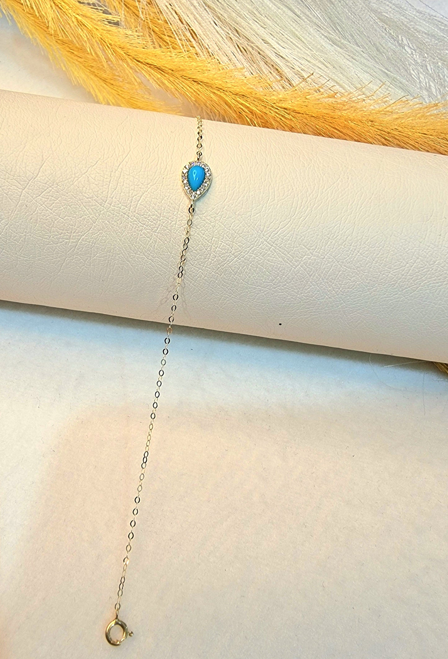 18K Pure Gold Fine Stone Bracelet