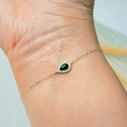 18K Pure Gold Fine Stone Bracelet