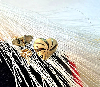 18K Pure Gold Heart Design Earrings