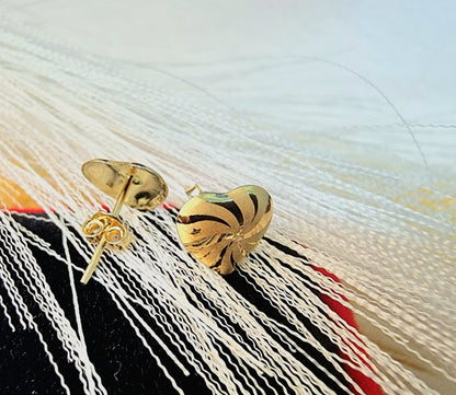 18K Pure Gold Heart Design Earrings