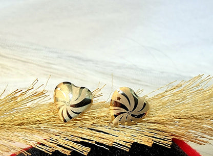 18K Pure Gold Heart Design Earrings
