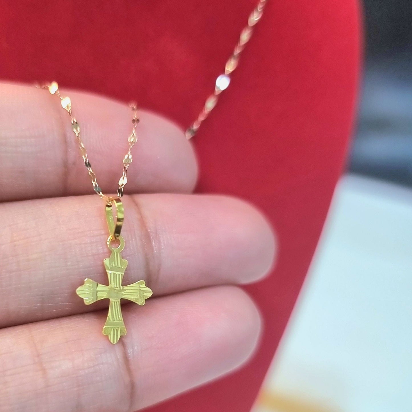 18K Pure Gold Cross Necklace