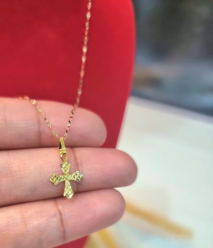 18K Pure Gold Cross Necklace