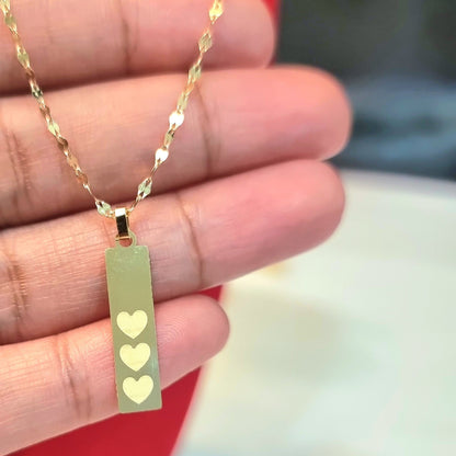 18K Pure Gold Flat Bar Necklace