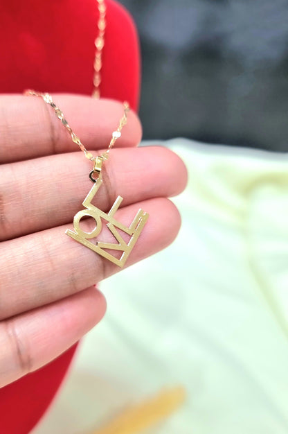 18K Pure Gold Love Design Pendant Necklace