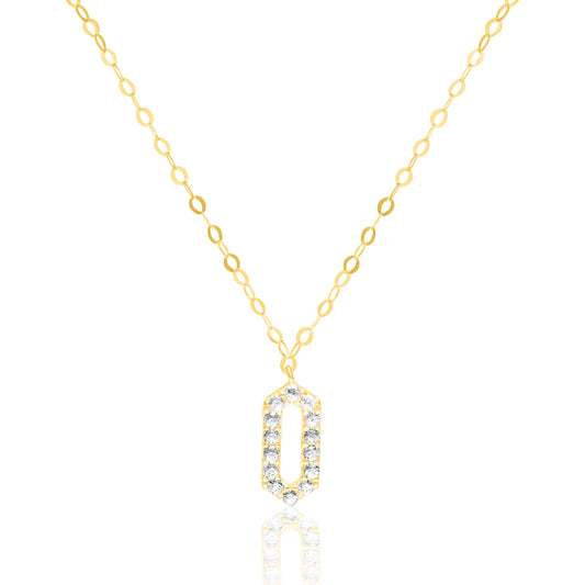 18K Pure Gold Stone Long Oval Necklace