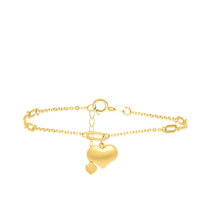 18K Pure Gold Heart Bracelet