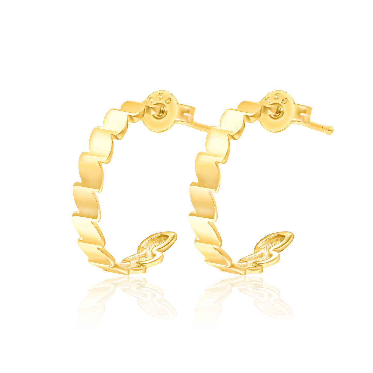 18K Pure Gold Half Round Earring Set