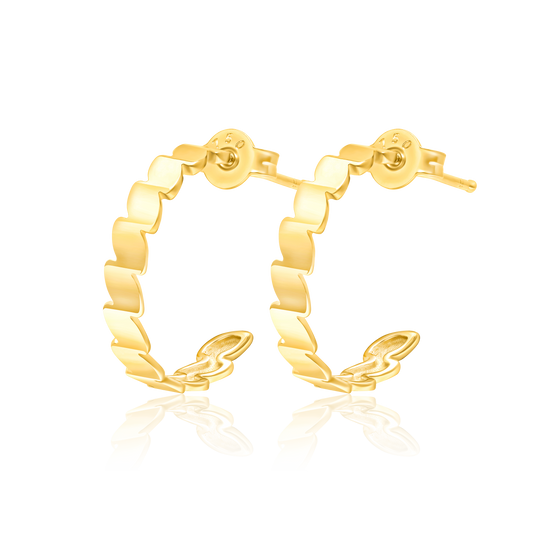 18K Pure Gold Half Round Earring Set