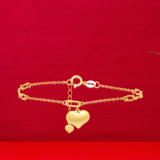 18K Pure Gold Heart Bracelet