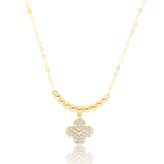 18K Pure Gold Seed Flower Stone Necklace