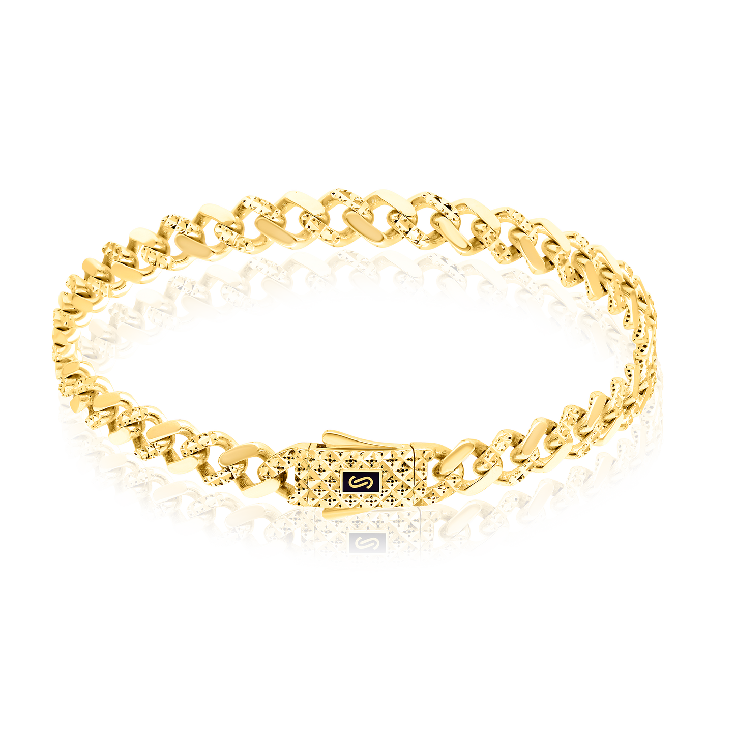 18K Pure Gold Elegant Linked Thick Bracelet