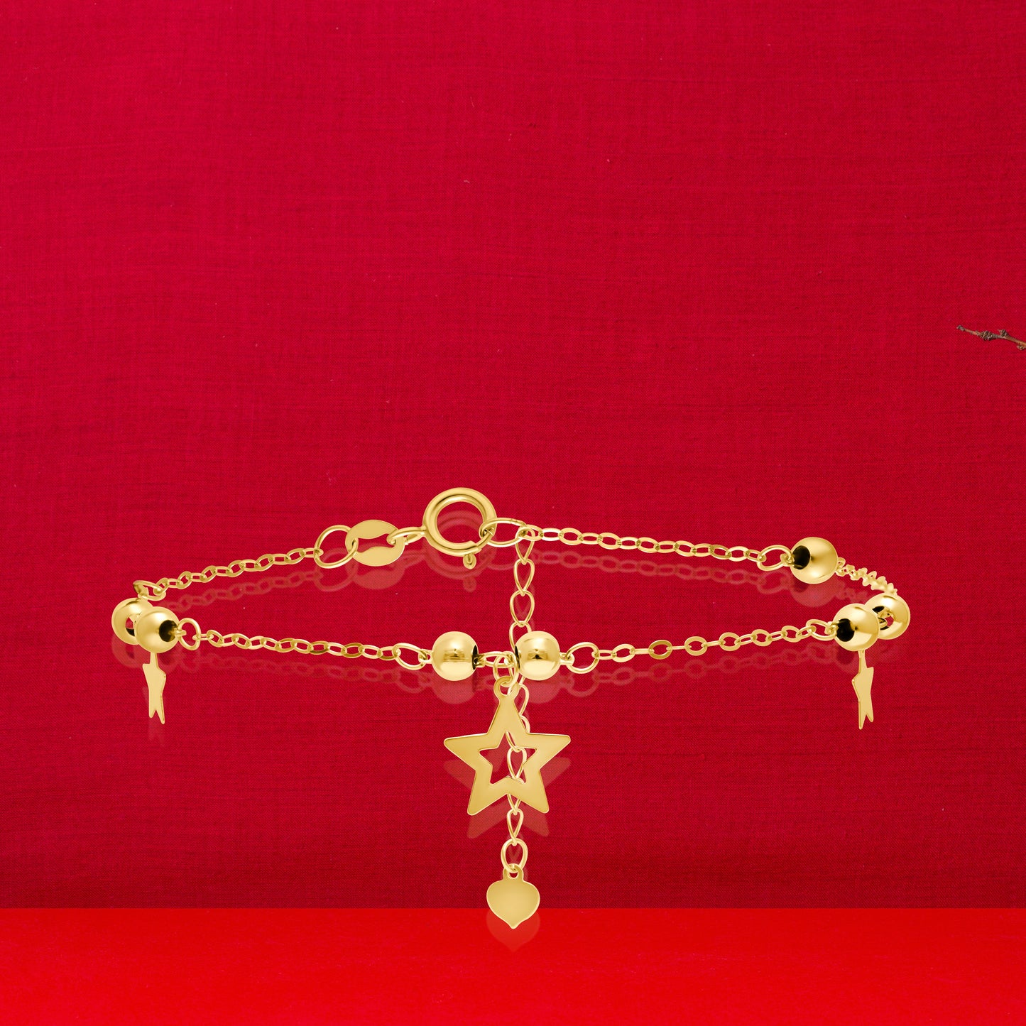 18K Pure Gold Star Seed Bracelet