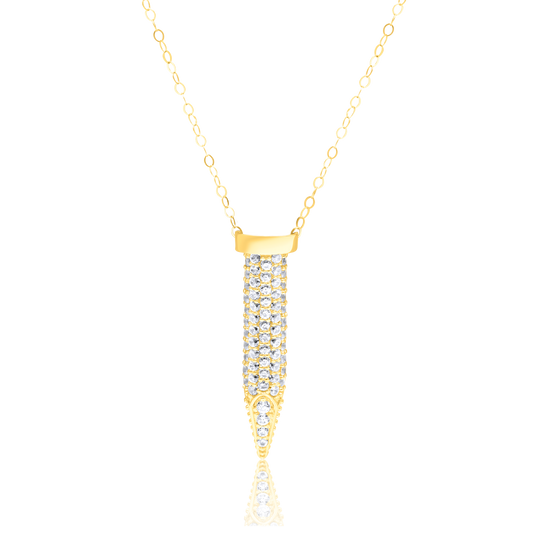 18K Pure Gold Nail Stone Necklace