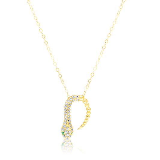 18K Pure Gold Snake Stone Necklace