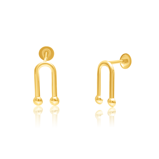 18K Pure Gold Screw Earring Set