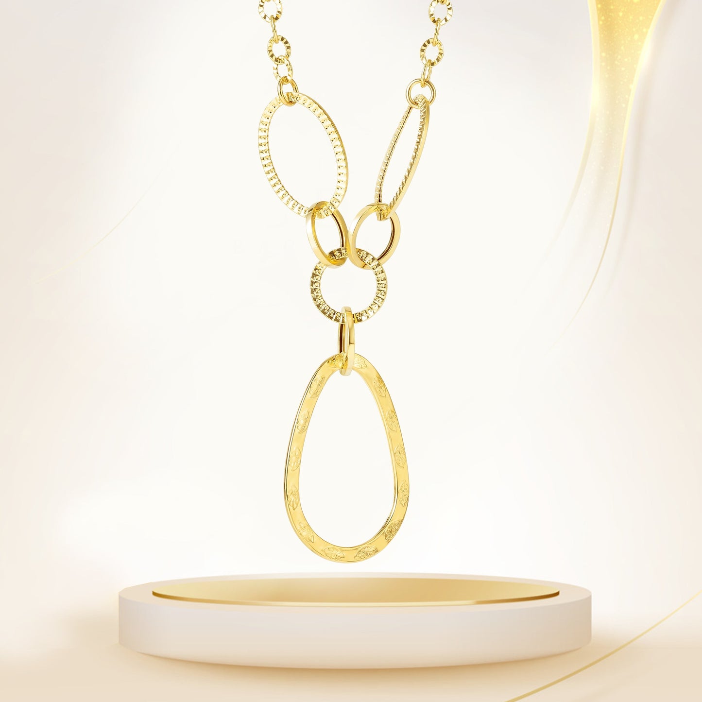 18K Pure Gold Oval Linked Necklace