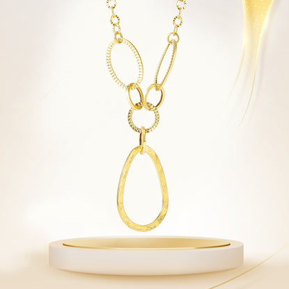18K Pure Gold Oval Linked Necklace