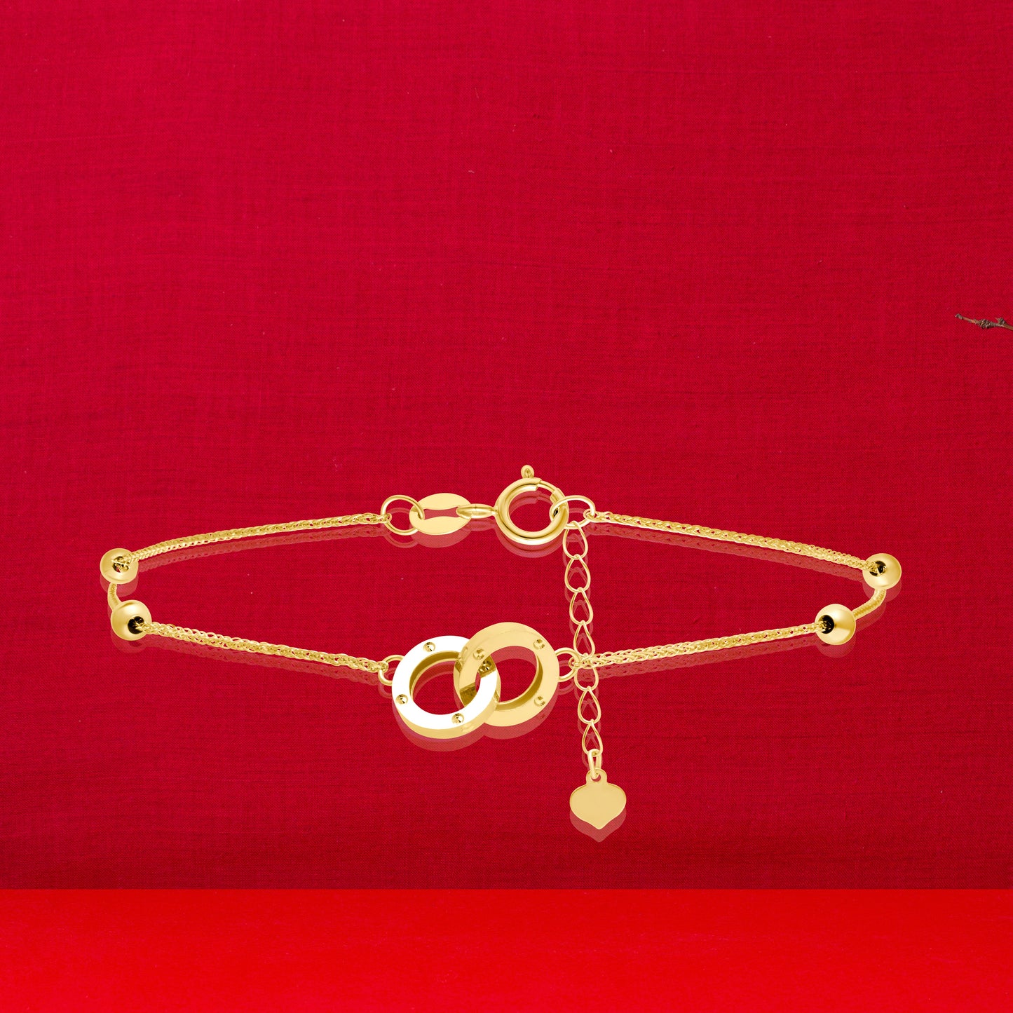 18K Pure Gold 2 Round Locked Seed Bracelet