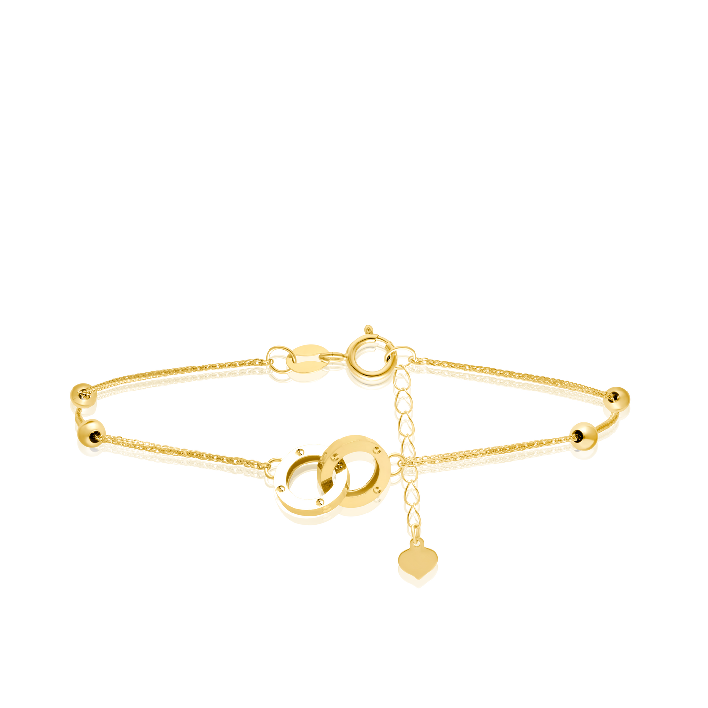 18K Pure Gold 2 Round Locked Seed Bracelet