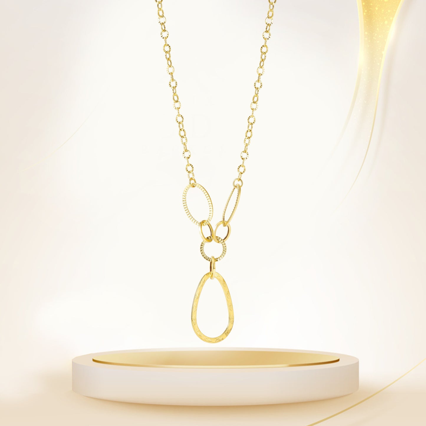 18K Pure Gold Oval Linked Necklace