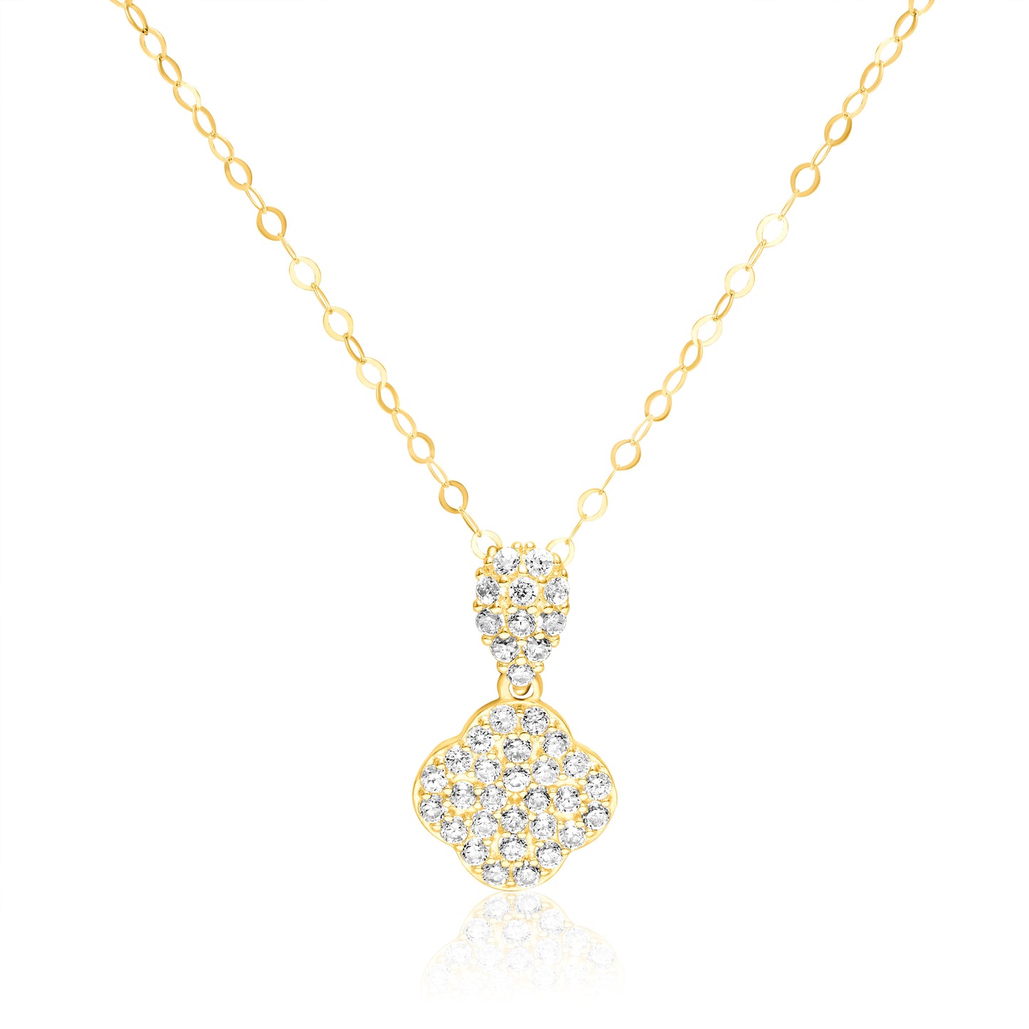 18K Pure Gold Stone Flower Necklace