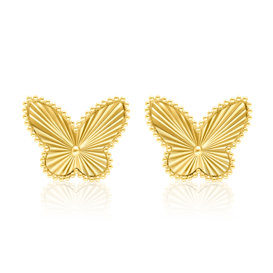 18K Pure Gold Butterfly Earring Set