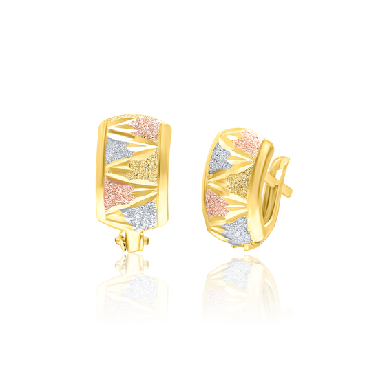18K Pure Gold Curved Clip Earring Set