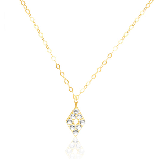 18K Pure Gold Stone Diamond Necklace
