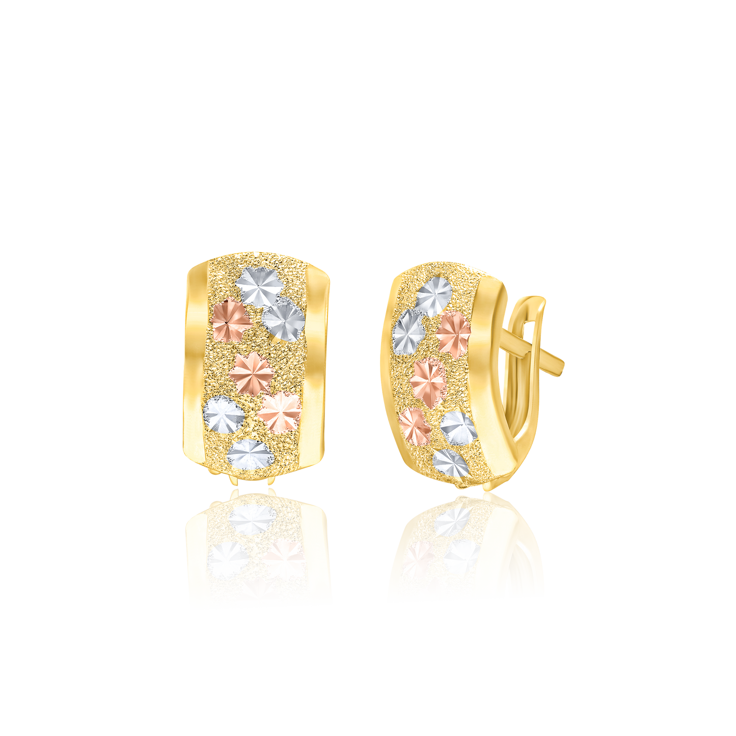 18K Pure Gold Curved Clip Earring Set