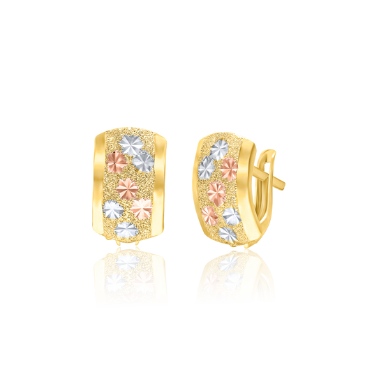 18K Pure Gold Curved Clip Earring Set