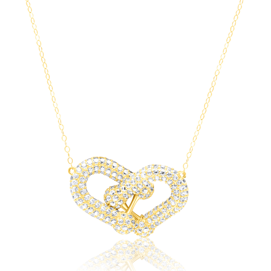 18K Pure Gold U-Linked Stone Necklace