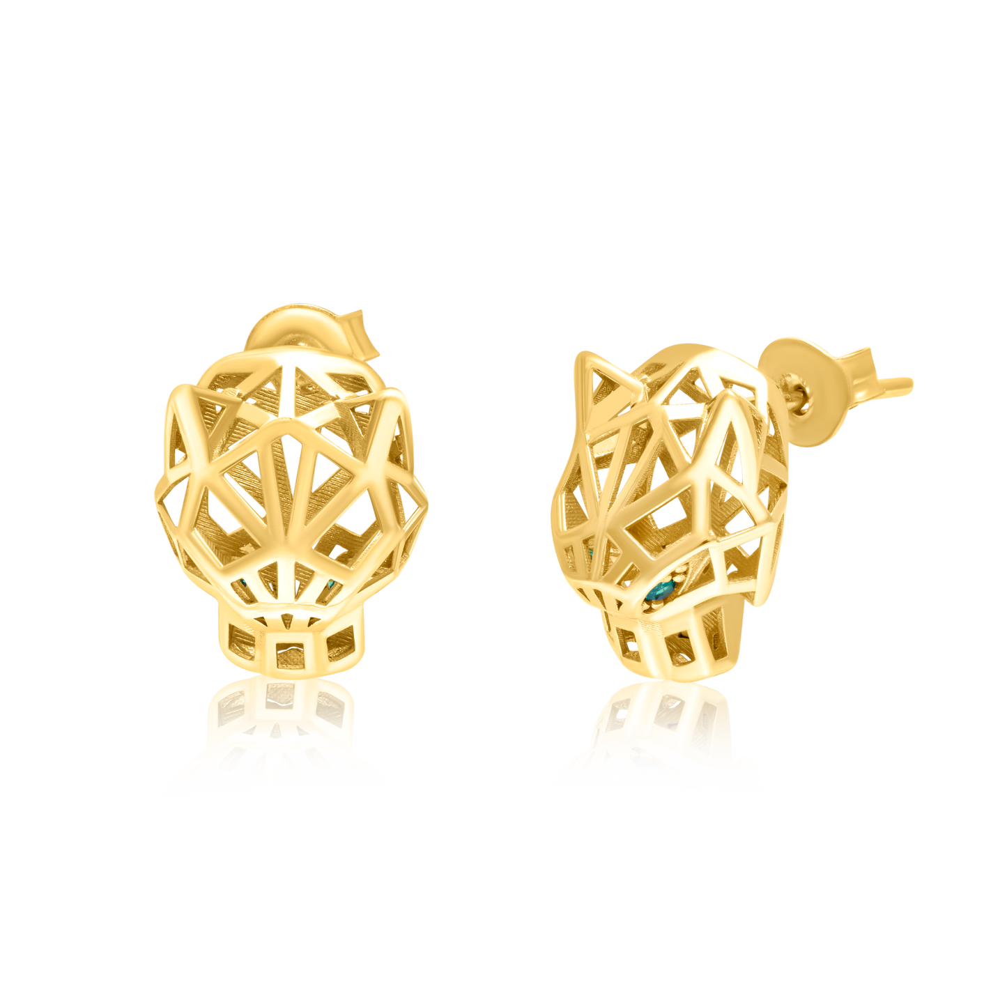 18K Pure Gold Panther Earring Set