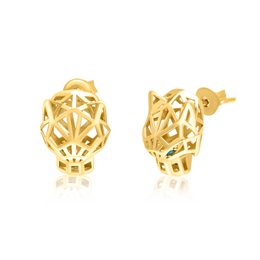18K Pure Gold Panther Earring Set