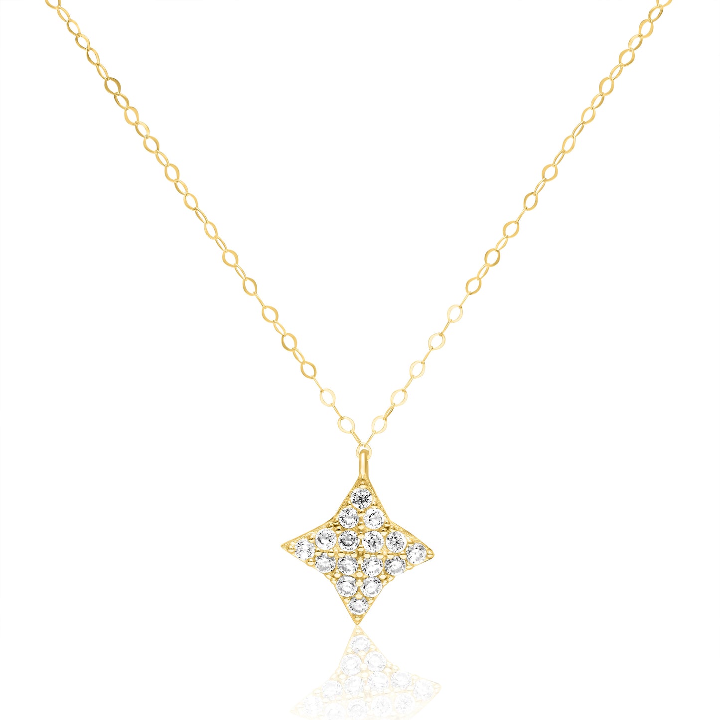 18K Pure Gold Stone Star Necklace