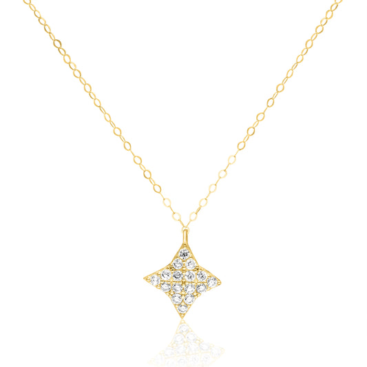 18K Pure Gold Stone Star Necklace