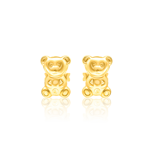 18K Pure Gold Teddy Bear Earring Set