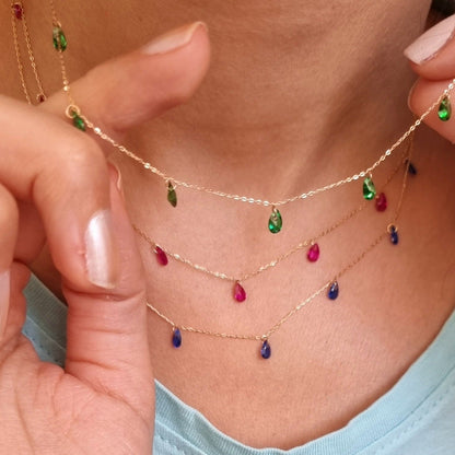 18K Pure Gold Stone Necklace