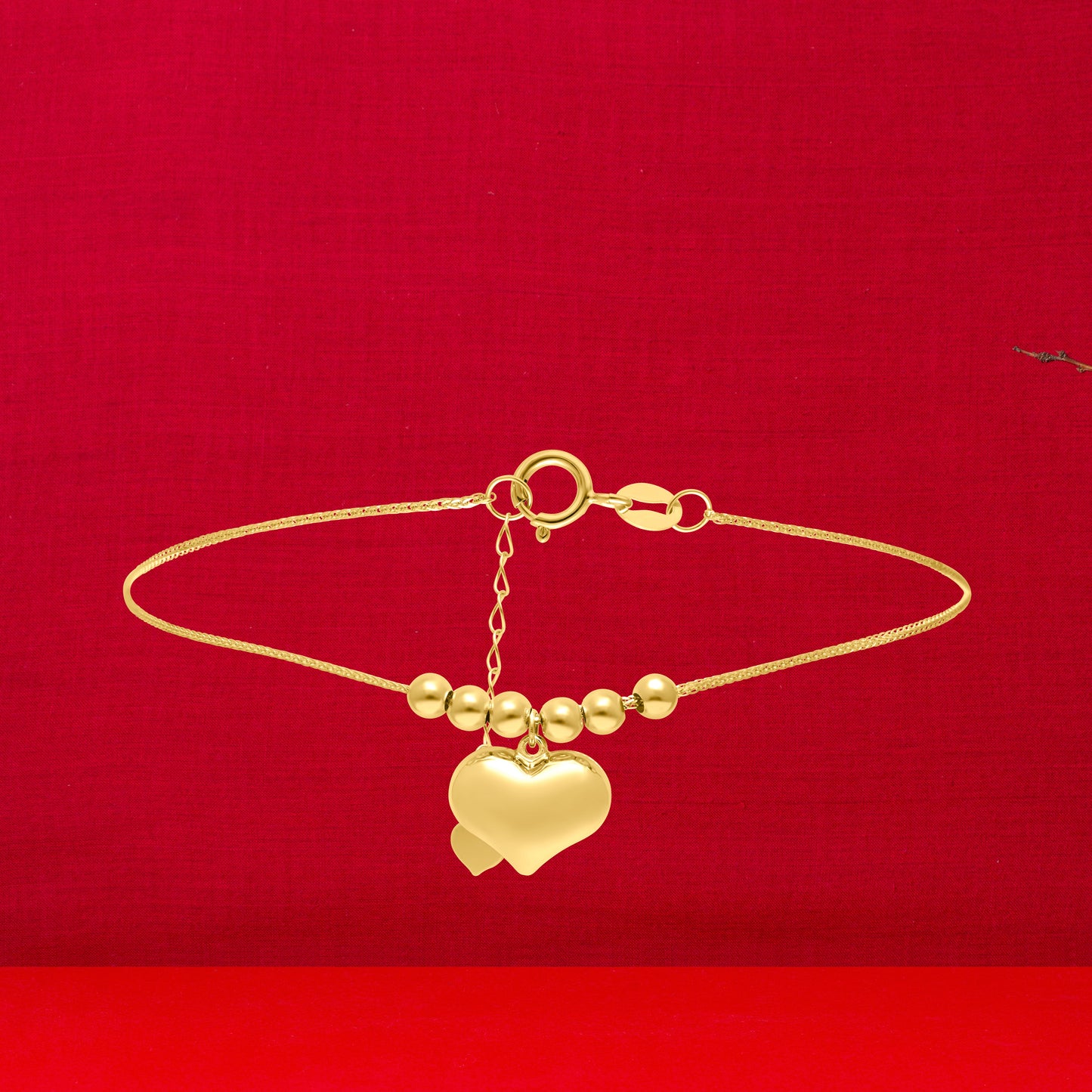 18K Pure Gold Seed Heart Bracelet