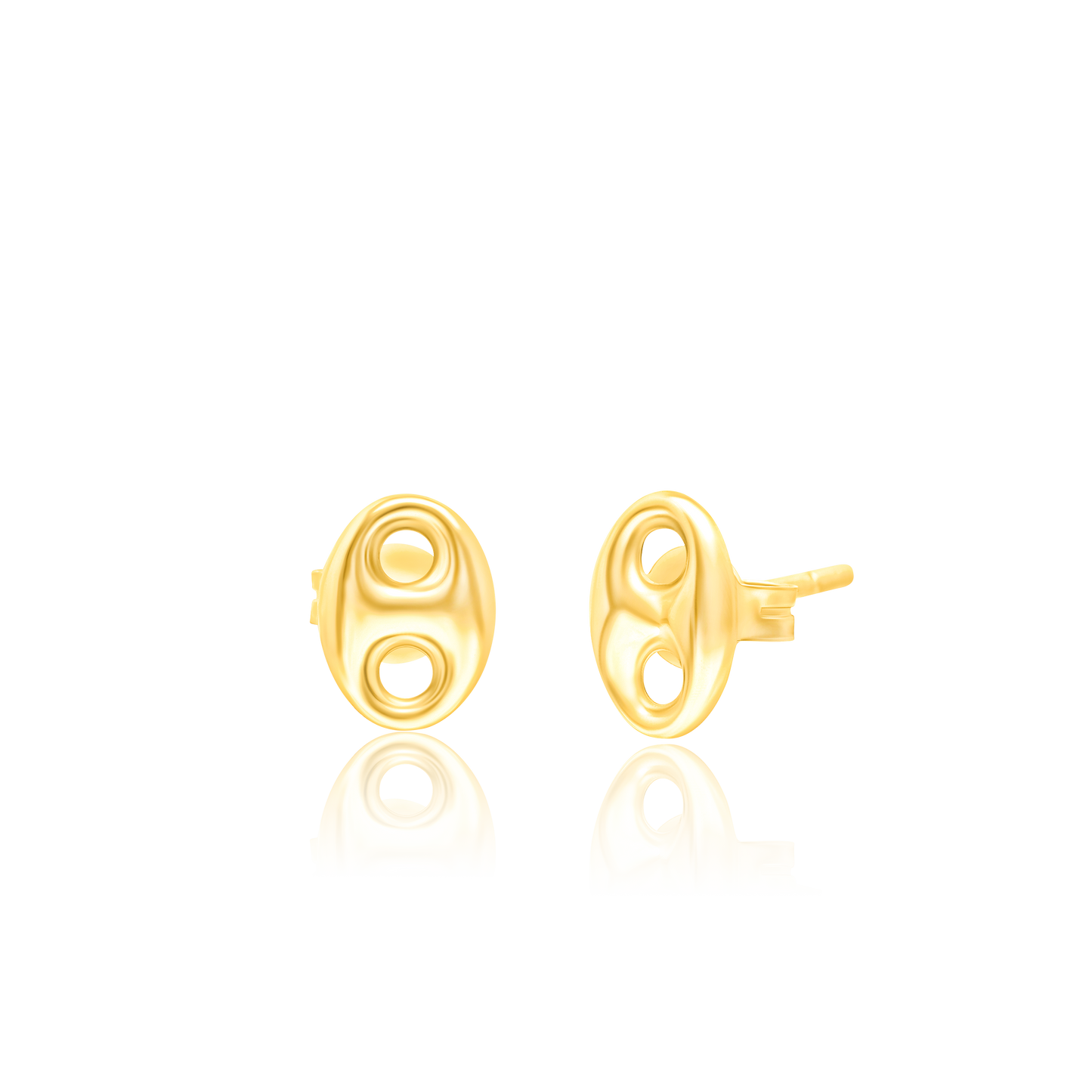 18K Pure Gold Oval Earring Set