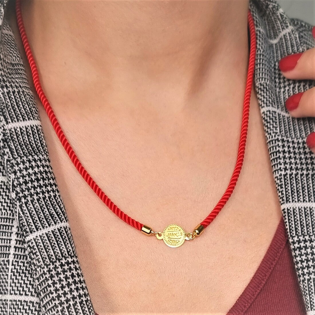 21K Pure Gold Thread Adjustable Coin Necklace