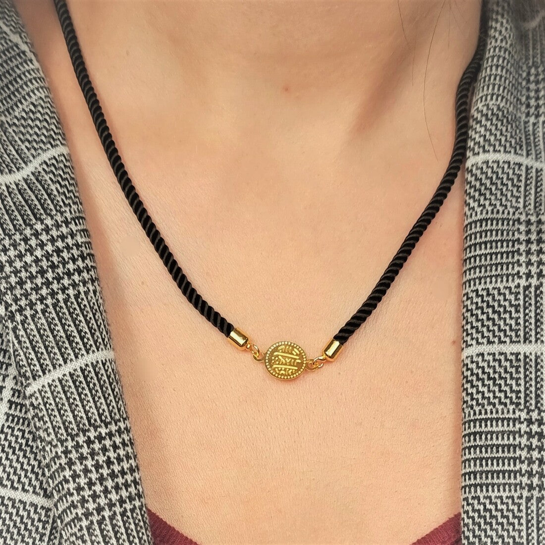 21K Pure Gold Thread Adjustable Coin Necklace
