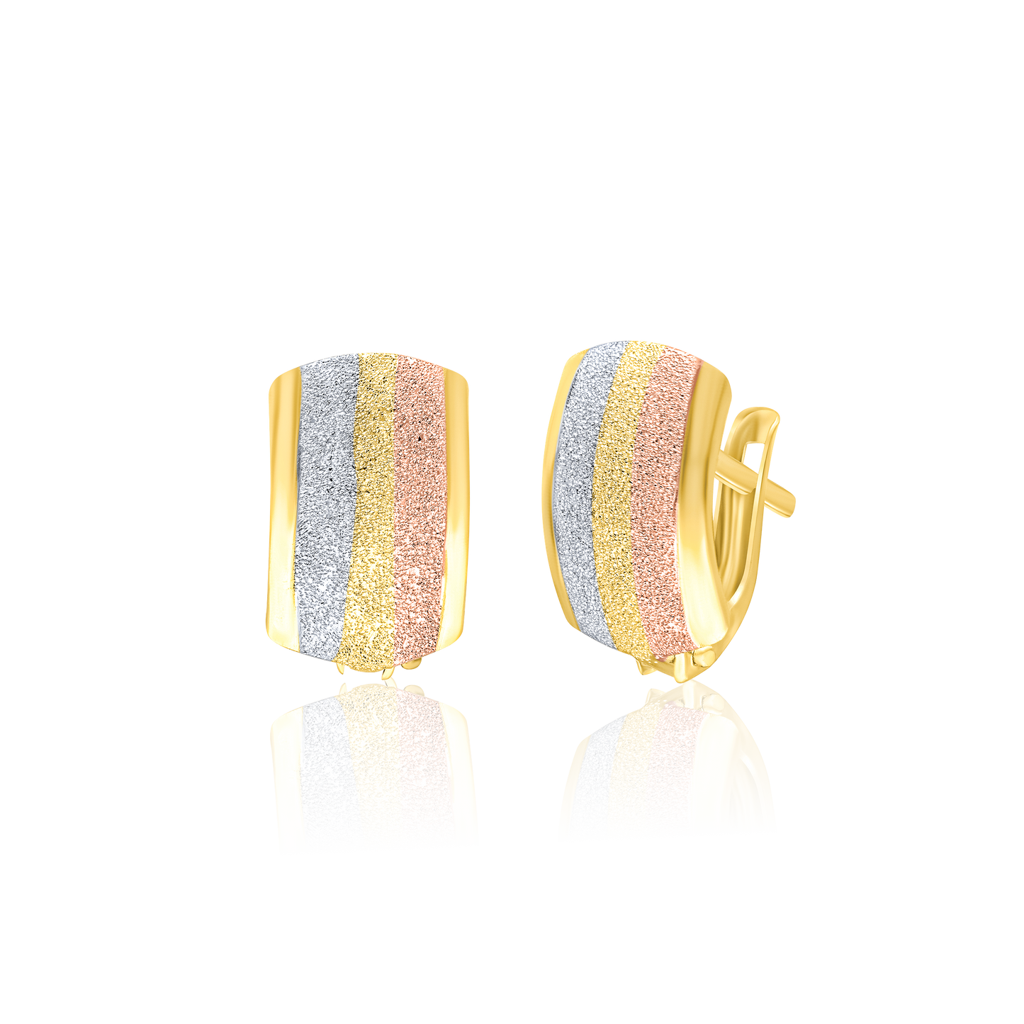 18K Pure Gold Curved Clip Earring Set