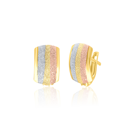 18K Pure Gold Curved Clip Earring Set