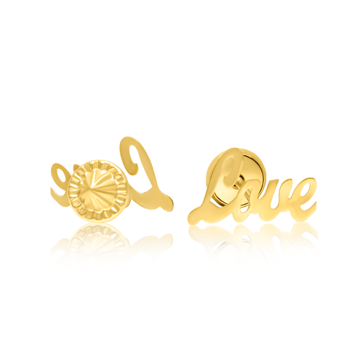 18K Pure Gold Love Screw Earring Set