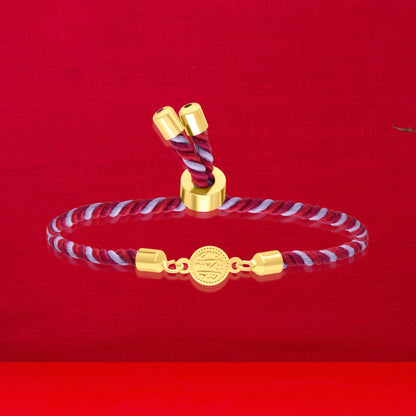 18K Pure Gold Multi Color Thread Coin Bracelet